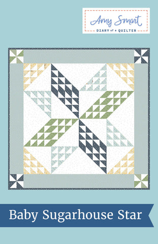Quilt pattern 'Baby Sugarhouse Star' by Amy Smart. Finishes at 40" x 40".