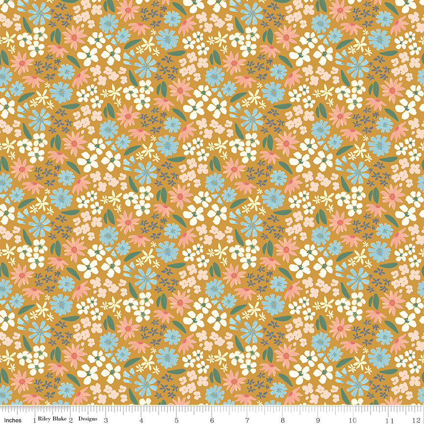 Albion Small Wildflowers on Gold fabric