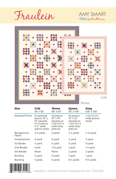 Fraulein Quilt Pattern Paper Pattern