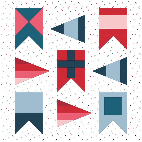 Nautical Flags Quilt Blocks PDF Pattern