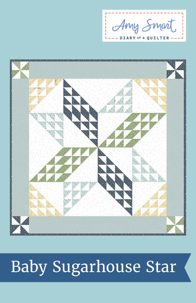Quilt pattern 'Baby Sugarhouse Star' by Amy Smart. Finishes at 40" x 40".