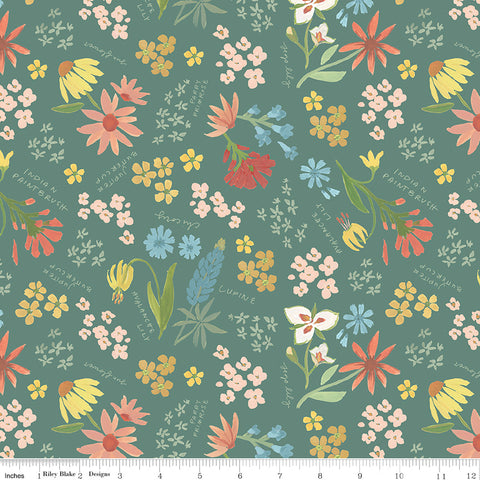 Albion Large Wildflowers on Green fabric (Copy)