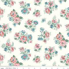 Mary Catherine Main Floral Cloud on (White) fabric