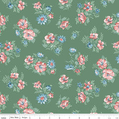 Mary Catherine Main Floral on Green (Lodgepole) fabric