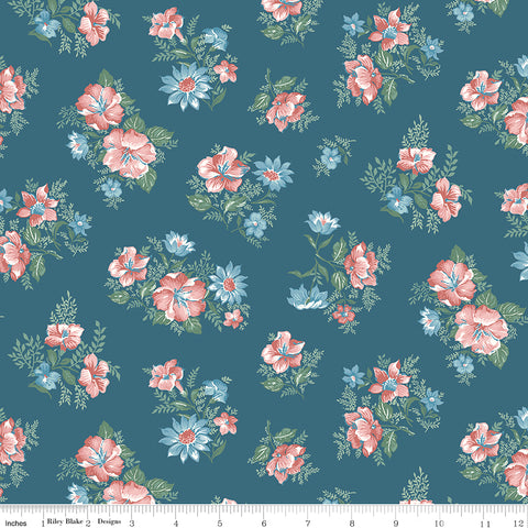 Mary Catherine Main Floral on Navy (Stargazer) fabric