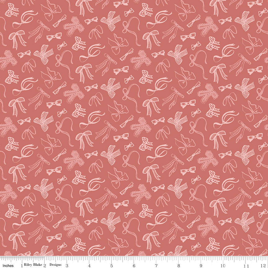 Mary Catherine White Ribbon on Faded Red fabric