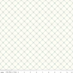 Mary Catherine Green Lattice on White (Cloud) fabric