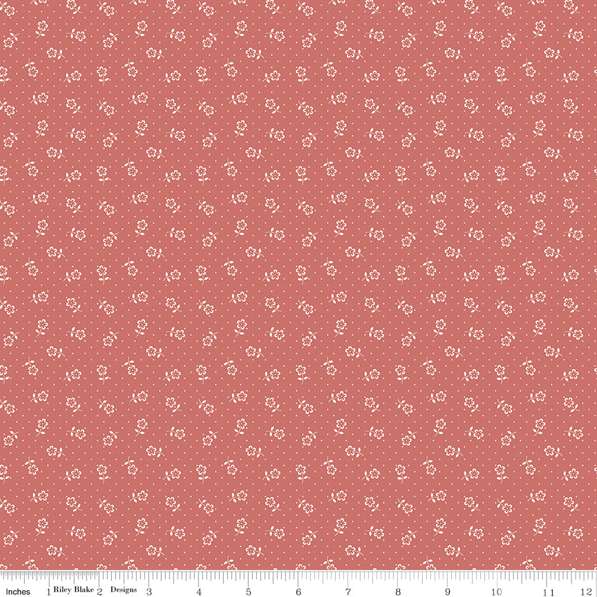 Mary Catherine Faded Red Flower Dots