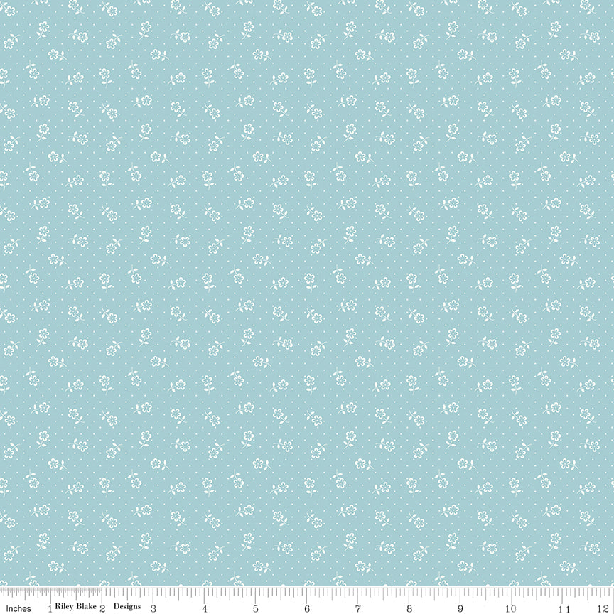 Mary Catherine Aqua Flower Dots