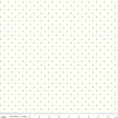 Mary Catherine Light Blue Petals on White (Cloud) fabric