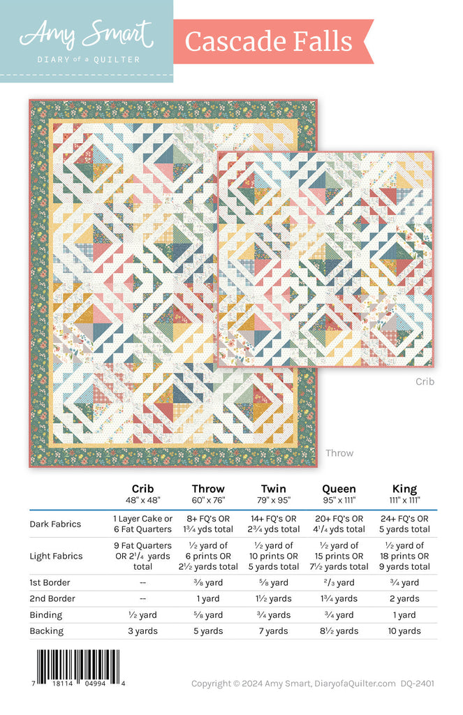 Pdf Digital Pattern Cascade Falls - PDF (Digital) Pattern – Amy Smart - Diary of a Quilter