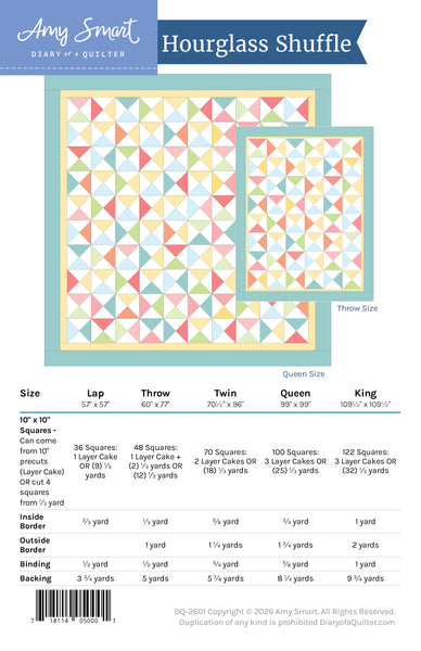 Hourglass Shuffle Quilt Pattern - Hard Copy (Printed)