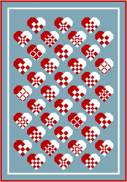 Scandi Hearts Quilt Paper Pattern