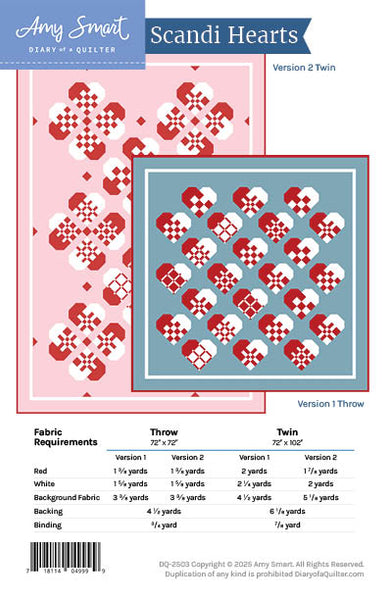 Scandi Hearts Quilt Paper Pattern