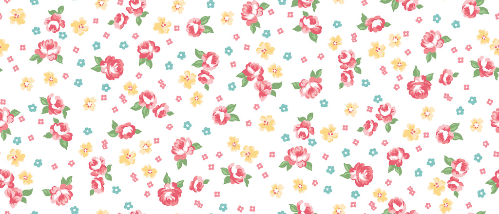 Notting Hill Small White and Pink Floral Fabric