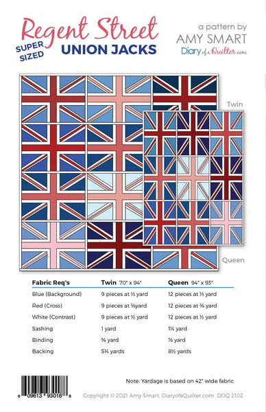 Super Size Regent Street Union Jack Quilt SUPPLEMENT ONLY - PDF Pattern